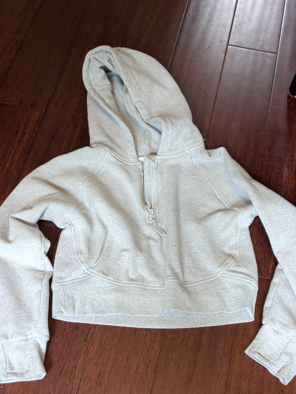 Athleta Girls Light Gray Cropped Half-Zip Hoodie, Size XL 14/16